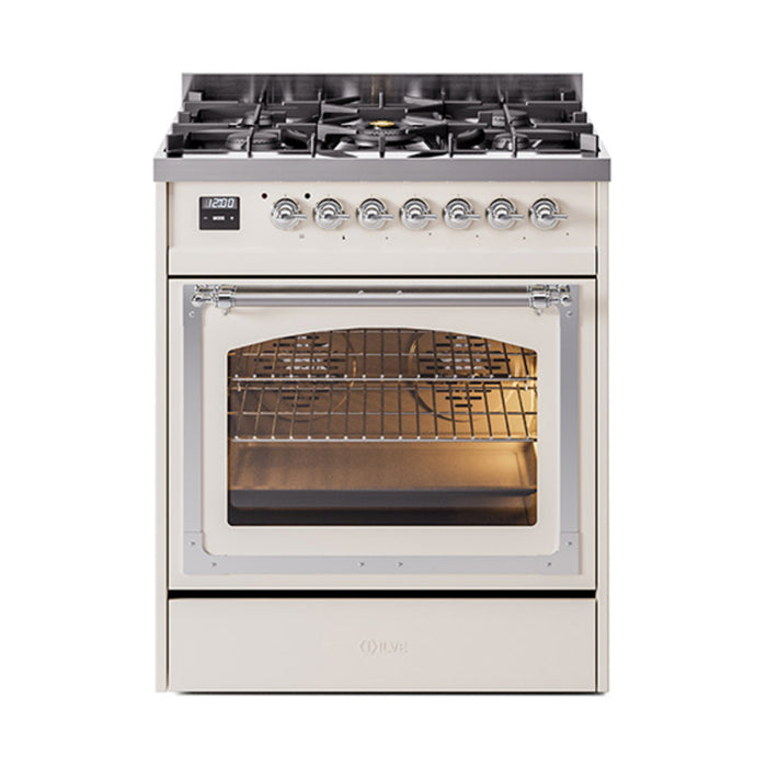 ILVE Nostalgie II Noblesse 30 inch Dual Fuel Range, Triple Glass Door- UN30NMP