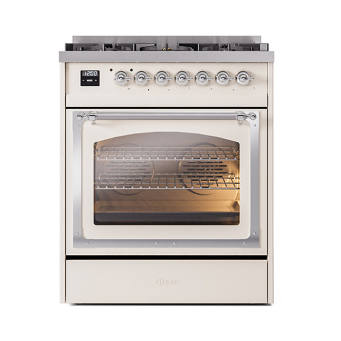ILVE Nostalgie II Noblesse 30 inch Dual Fuel Range, Triple Glass Door- UN30NMP