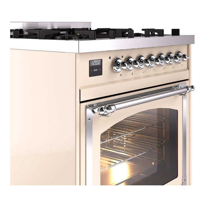 ILVE Nostalgie II Noblesse 30 inch Dual Fuel Range, Triple Glass Door- UN30NMP