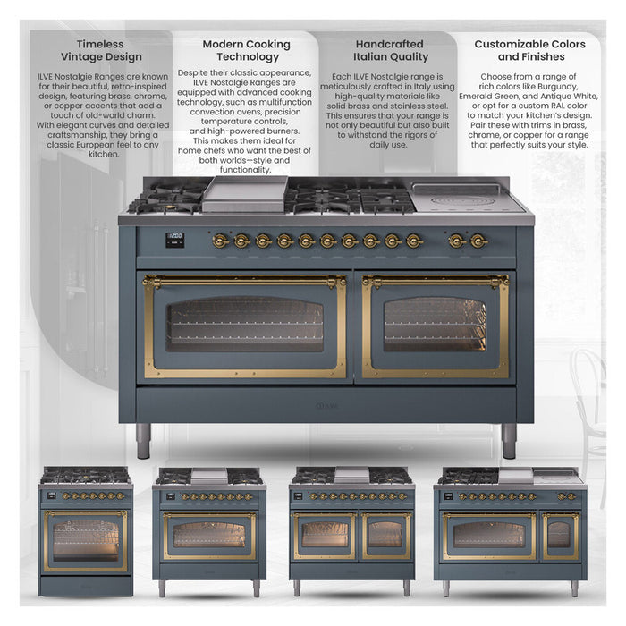 ILVE Nostalgie II Noblesse 30 inch Dual Fuel Range, Triple Glass Door- UN30NMP