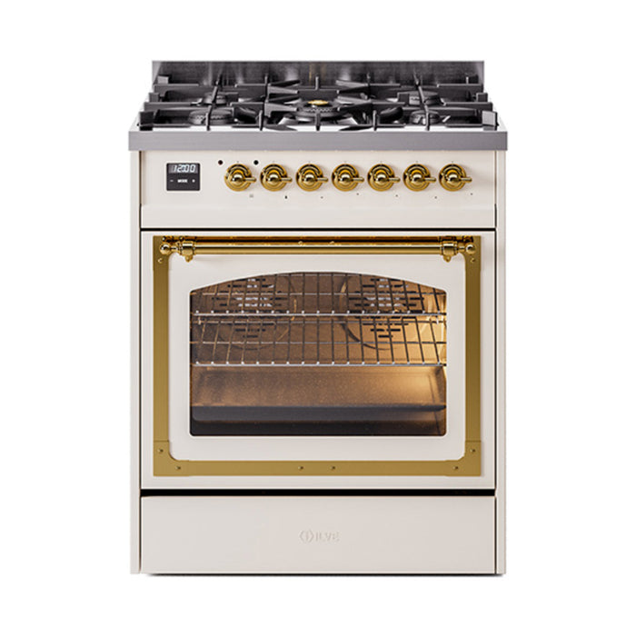 ILVE Nostalgie II Noblesse 30 inch Dual Fuel Range, Triple Glass Door- UN30NMP