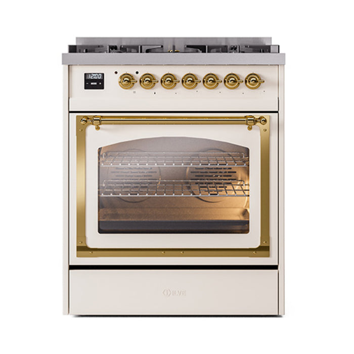 ILVE Nostalgie II Noblesse 30 inch Dual Fuel Range, Triple Glass Door- UN30NMP