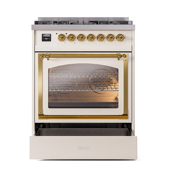 ILVE Nostalgie II Noblesse 30 inch Dual Fuel Range, Triple Glass Door- UN30NMP