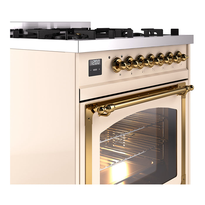 ILVE Nostalgie II Noblesse 30 inch Dual Fuel Range, Triple Glass Door- UN30NMP