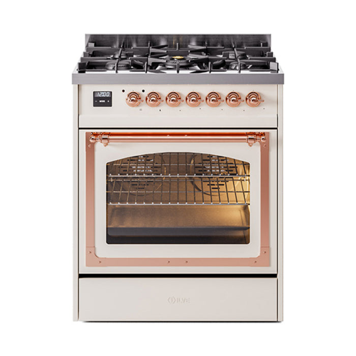 ILVE Nostalgie II Noblesse 30 inch Dual Fuel Range, Triple Glass Door- UN30NMP