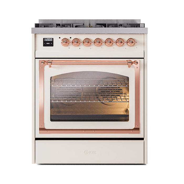ILVE Nostalgie II Noblesse 30 inch Dual Fuel Range, Triple Glass Door- UN30NMP