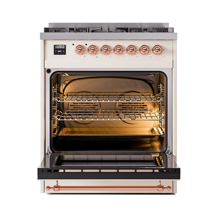 ILVE Nostalgie II Noblesse 30 inch Dual Fuel Range, Triple Glass Door- UN30NMP