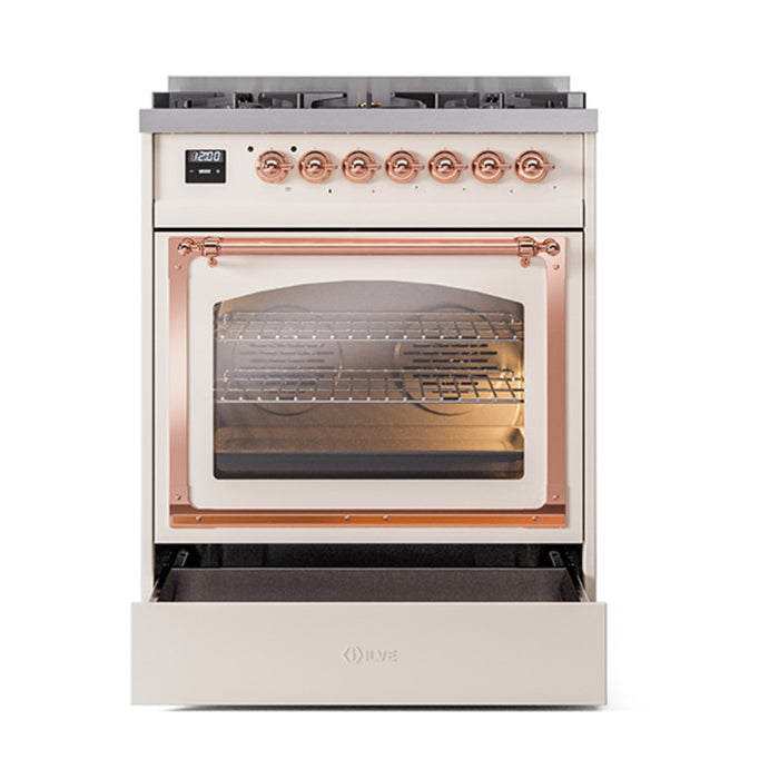 ILVE Nostalgie II Noblesse 30 inch Dual Fuel Range, Triple Glass Door- UN30NMP