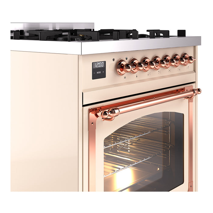 ILVE Nostalgie II Noblesse 30 inch Dual Fuel Range, Triple Glass Door- UN30NMP