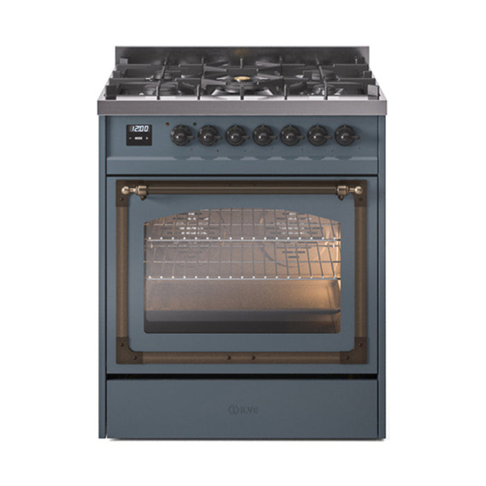 ILVE Nostalgie II Noblesse 30 inch Dual Fuel Range, Triple Glass Door- UN30NMP