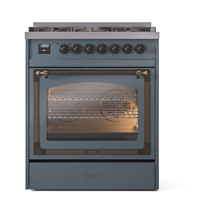 ILVE Nostalgie II Noblesse 30 inch Dual Fuel Range, Triple Glass Door- UN30NMP