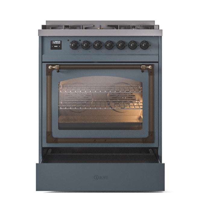 ILVE Nostalgie II Noblesse 30 inch Dual Fuel Range, Triple Glass Door- UN30NMP