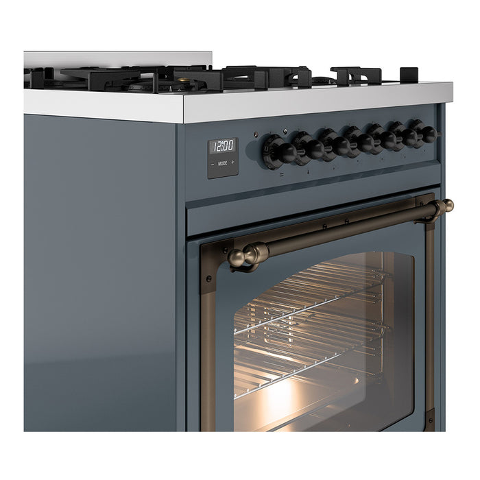 ILVE Nostalgie II Noblesse 30 inch Dual Fuel Range, Triple Glass Door- UN30NMP