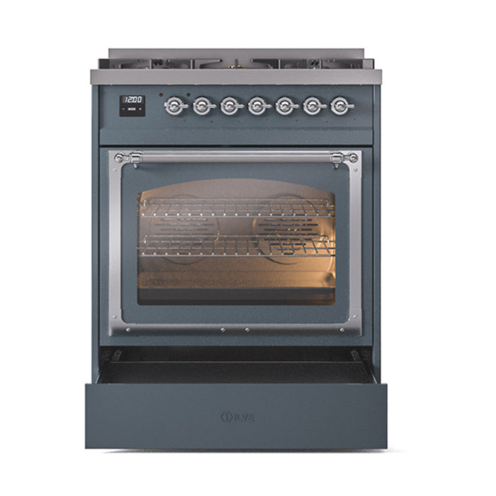 ILVE Nostalgie II Noblesse 30 inch Dual Fuel Range, Triple Glass Door- UN30NMP