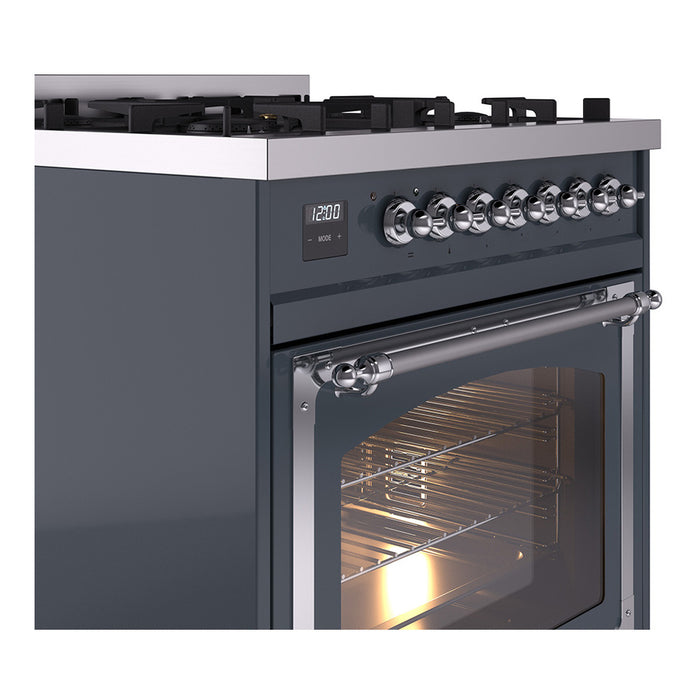 ILVE Nostalgie II Noblesse 30 inch Dual Fuel Range, Triple Glass Door- UN30NMP
