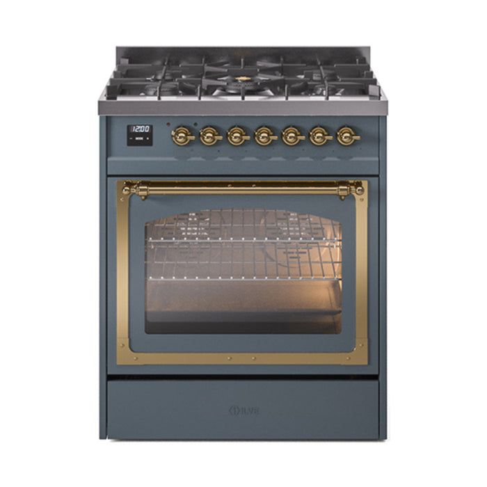 ILVE Nostalgie II Noblesse 30 inch Dual Fuel Range, Triple Glass Door- UN30NMP