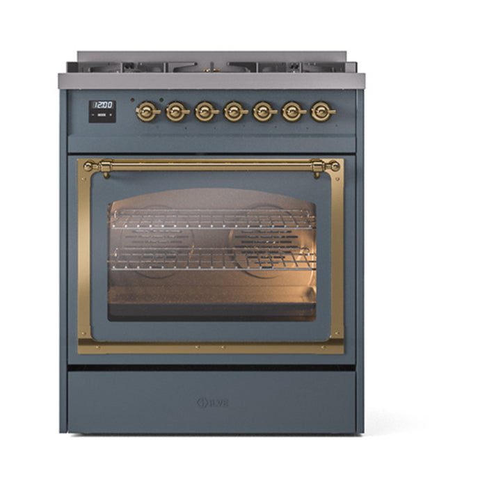 ILVE Nostalgie II Noblesse 30 inch Dual Fuel Range, Triple Glass Door- UN30NMP