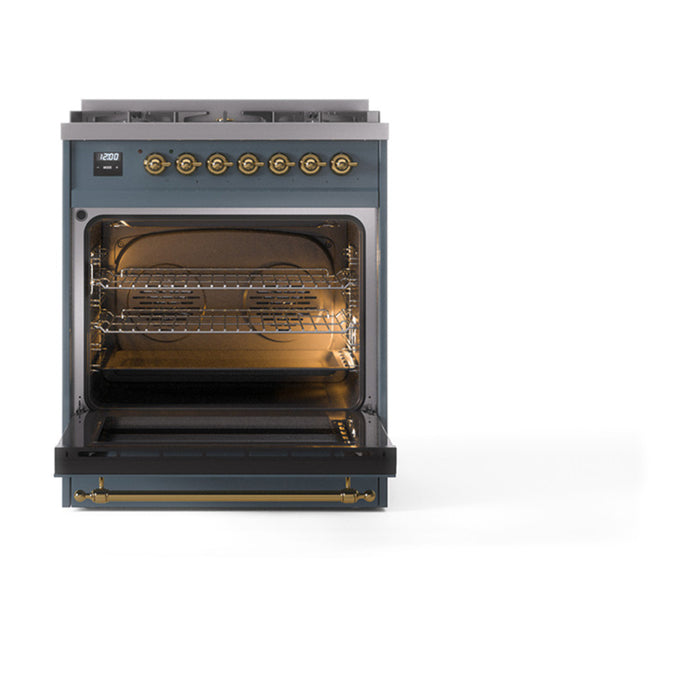 ILVE Nostalgie II Noblesse 30 inch Dual Fuel Range, Triple Glass Door- UN30NMP
