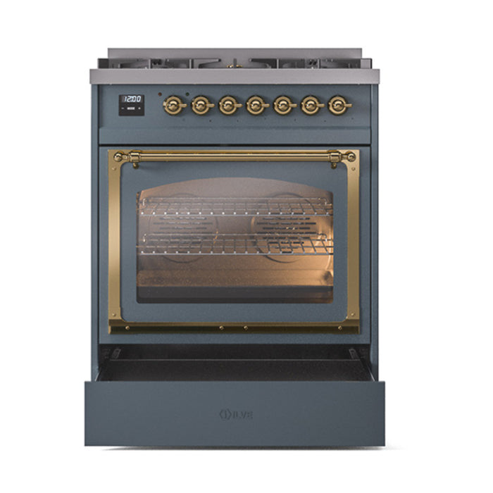 ILVE Nostalgie II Noblesse 30 inch Dual Fuel Range, Triple Glass Door- UN30NMP