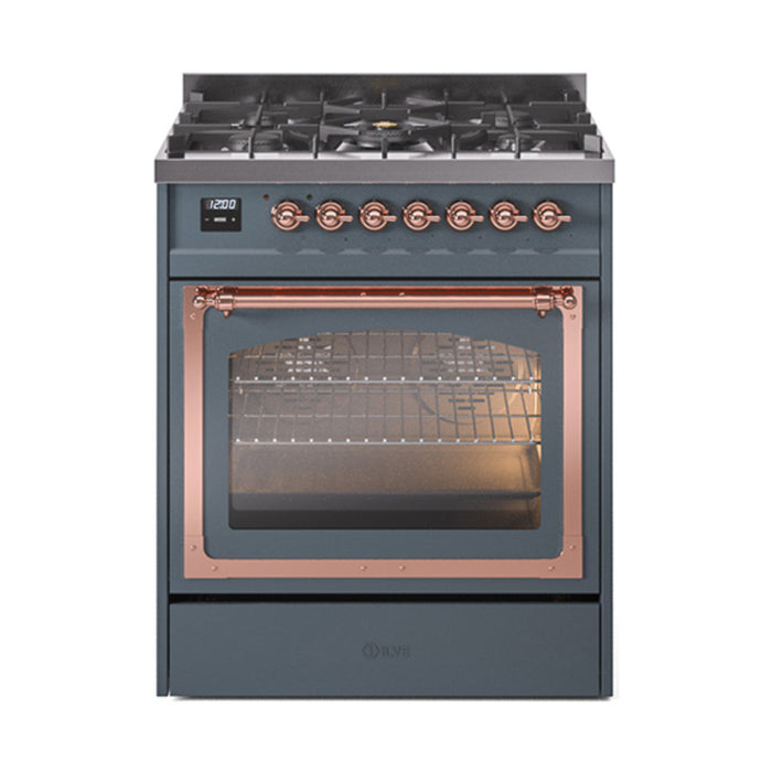 ILVE Nostalgie II Noblesse 30 inch Dual Fuel Range, Triple Glass Door- UN30NMP