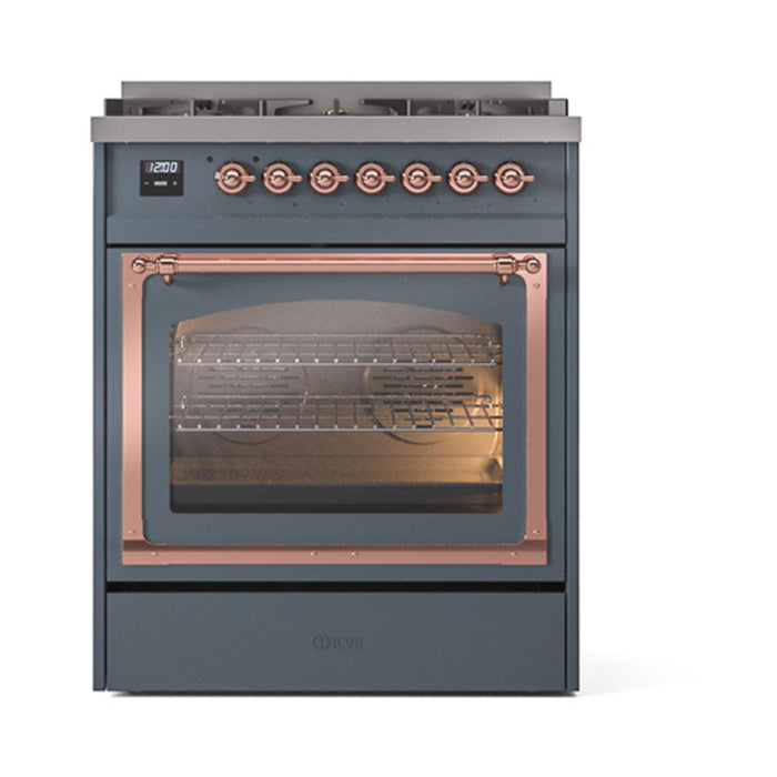 ILVE Nostalgie II Noblesse 30 inch Dual Fuel Range, Triple Glass Door- UN30NMP