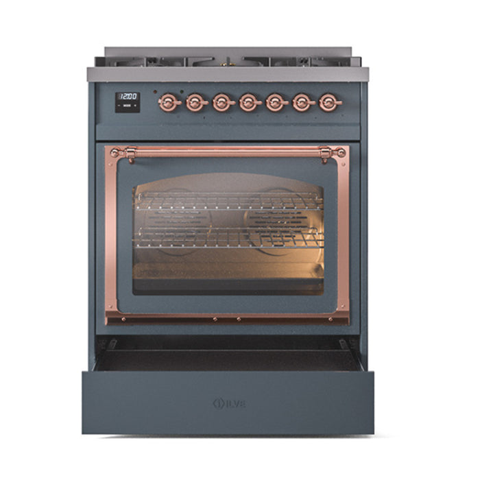 ILVE Nostalgie II Noblesse 30 inch Dual Fuel Range, Triple Glass Door- UN30NMP