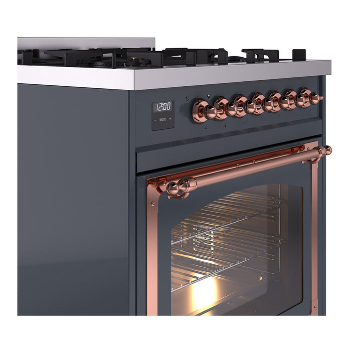 ILVE Nostalgie II Noblesse 30 inch Dual Fuel Range, Triple Glass Door- UN30NMP