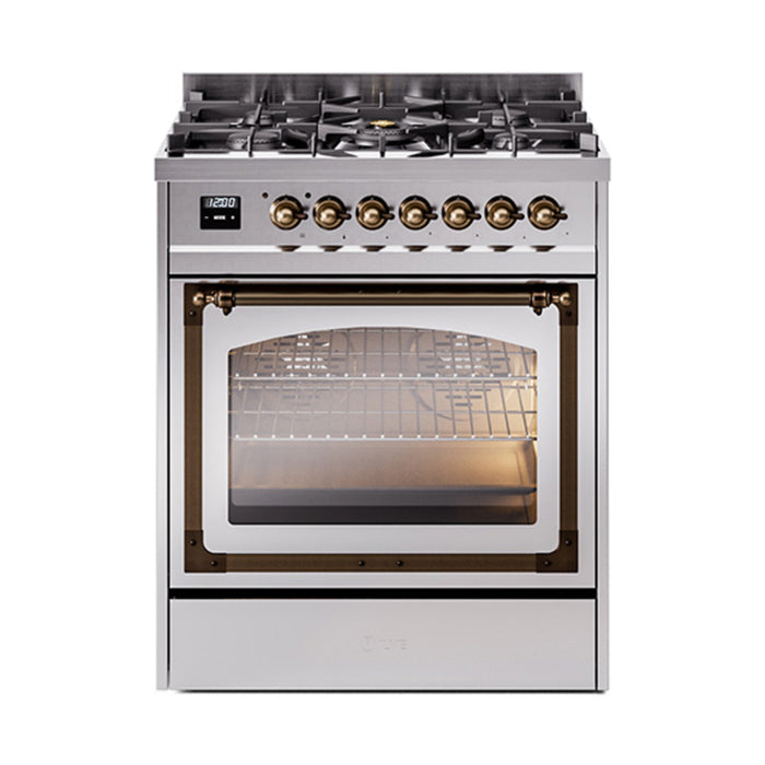 ILVE Nostalgie II Noblesse 30 inch Dual Fuel Range, Triple Glass Door- UN30NMP
