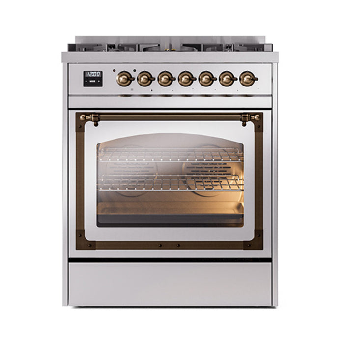 ILVE Nostalgie II Noblesse 30 inch Dual Fuel Range, Triple Glass Door- UN30NMP