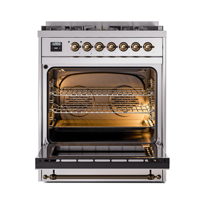 ILVE Nostalgie II Noblesse 30 inch Dual Fuel Range, Triple Glass Door- UN30NMP
