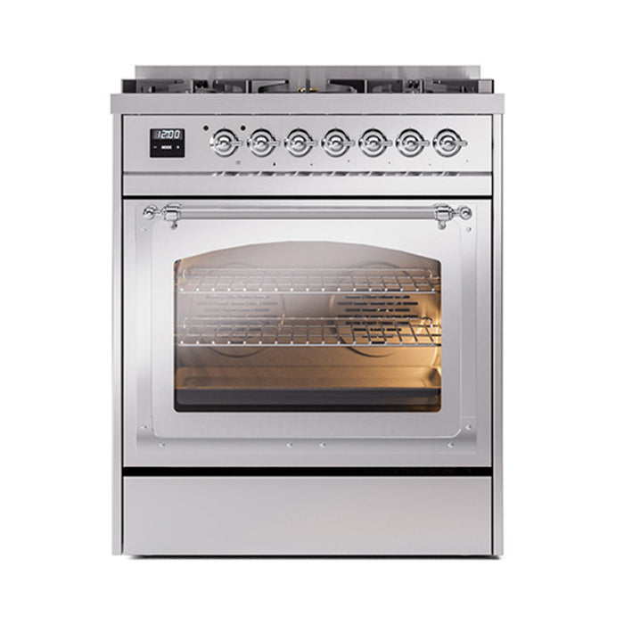 ILVE Nostalgie II Noblesse 30 inch Dual Fuel Range, Triple Glass Door- UN30NMP