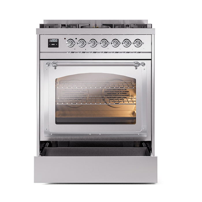 ILVE Nostalgie II Noblesse 30 inch Dual Fuel Range, Triple Glass Door- UN30NMP