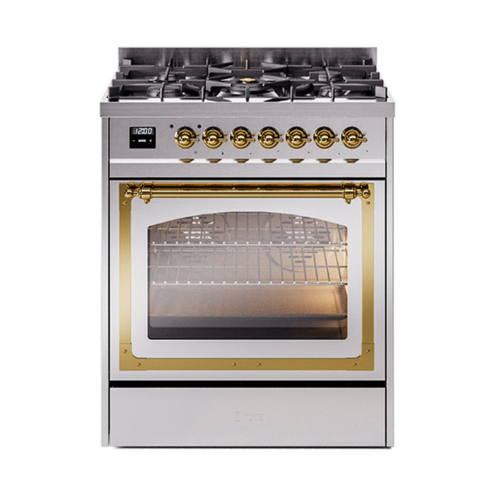 ILVE Nostalgie II Noblesse 30 inch Dual Fuel Range, Triple Glass Door- UN30NMP