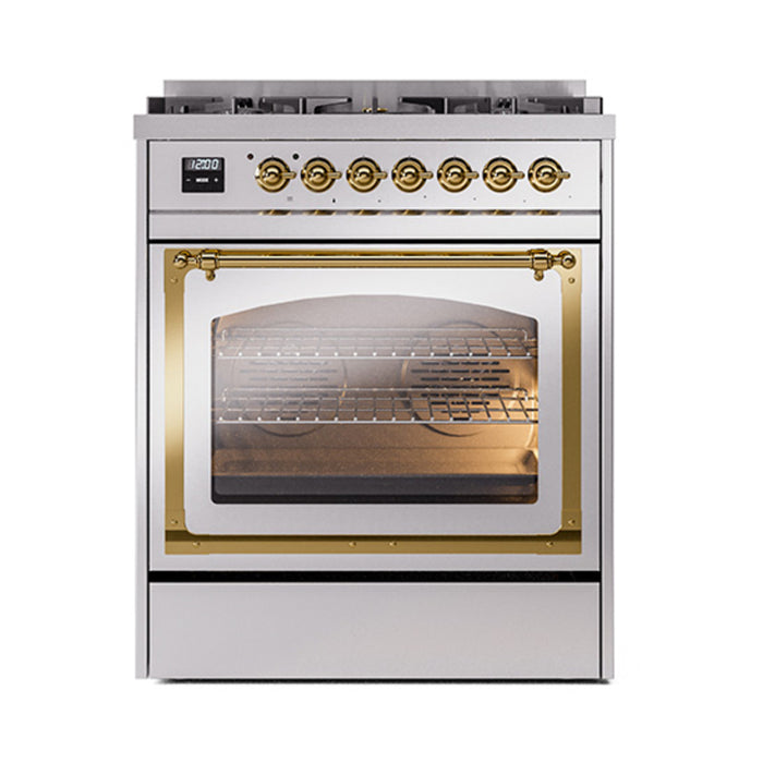 ILVE Nostalgie II Noblesse 30 inch Dual Fuel Range, Triple Glass Door- UN30NMP