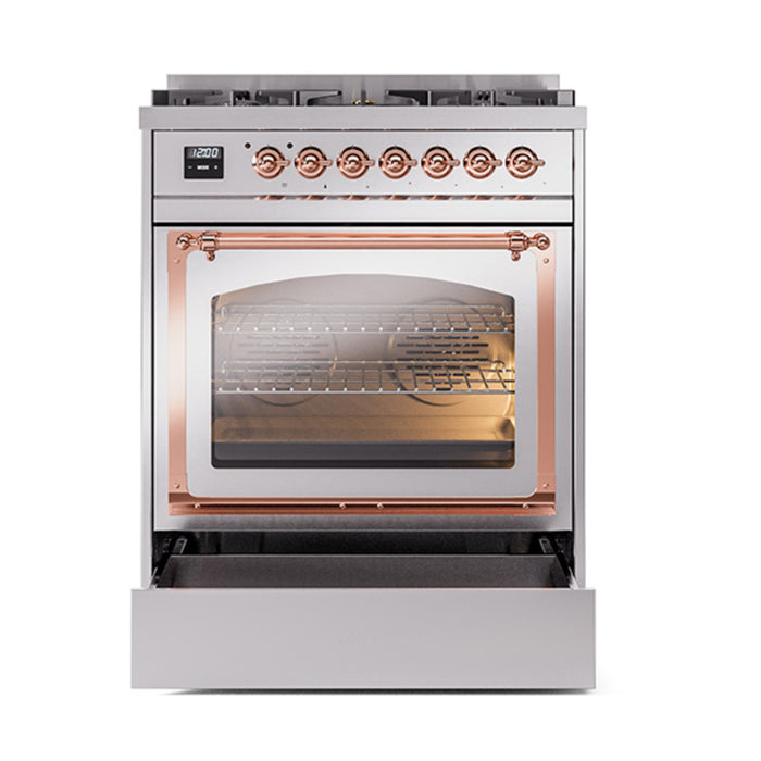 ILVE Nostalgie II Noblesse 30 inch Dual Fuel Range, Triple Glass Door- UN30NMP