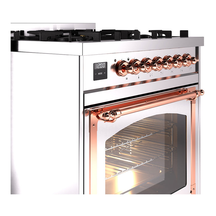 ILVE Nostalgie II Noblesse 30 inch Dual Fuel Range, Triple Glass Door- UN30NMP