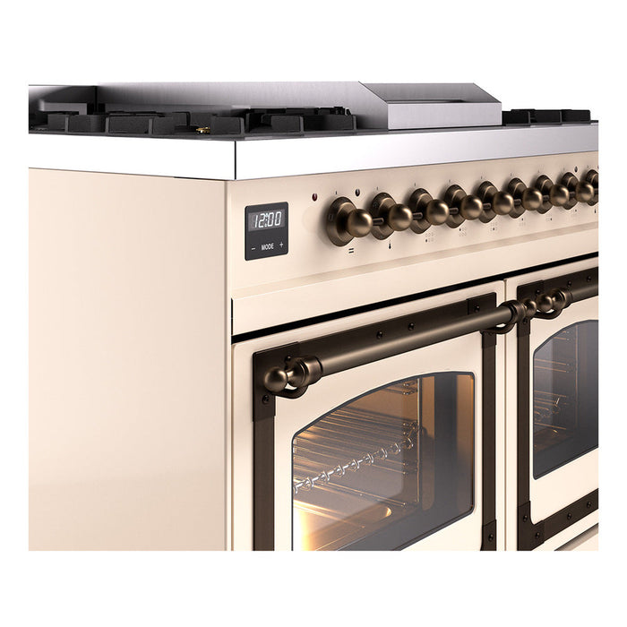 ILVE Nostalgie II Noblesse 40" Dual Fuel Range with 9 Sealed Burners + Griddle, Triple Glass Door - UND40FNMP