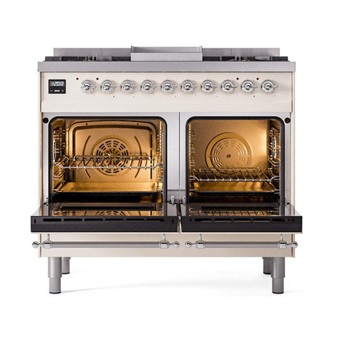 ILVE Nostalgie II Noblesse 40" Dual Fuel Range with 9 Sealed Burners + Griddle, Triple Glass Door - UND40FNMP