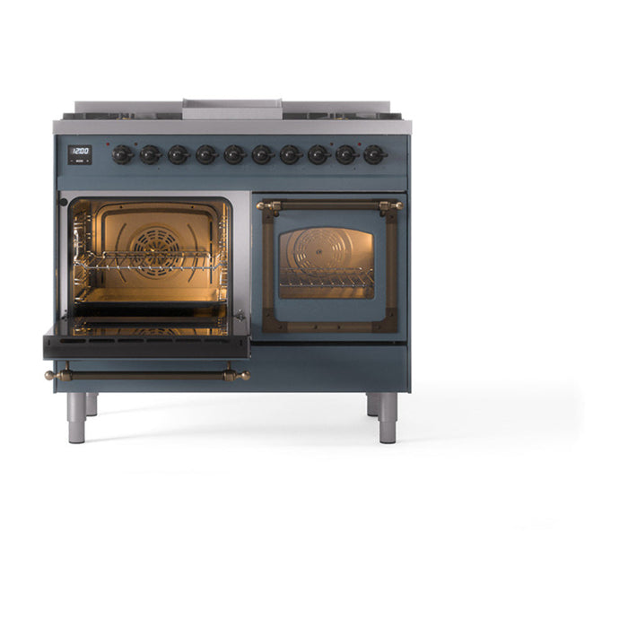 ILVE Nostalgie II Noblesse 40" Dual Fuel Range with 9 Sealed Burners + Griddle, Triple Glass Door - UND40FNMP