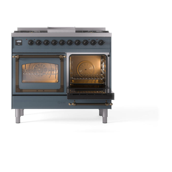 ILVE Nostalgie II Noblesse 40" Dual Fuel Range with 9 Sealed Burners + Griddle, Triple Glass Door - UND40FNMP