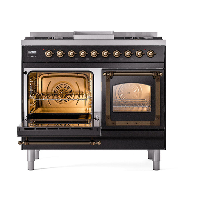 ILVE Nostalgie II Noblesse 40" Dual Fuel Range with 9 Sealed Burners + Griddle, Triple Glass Door - UND40FNMP