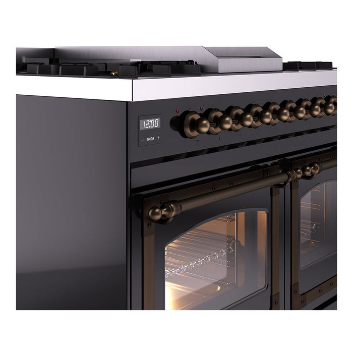 ILVE Nostalgie II Noblesse 40" Dual Fuel Range with 9 Sealed Burners + Griddle, Triple Glass Door - UND40FNMP