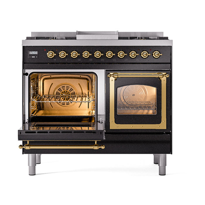 ILVE Nostalgie II Noblesse 40" Dual Fuel Range with 9 Sealed Burners + Griddle, Triple Glass Door - UND40FNMP