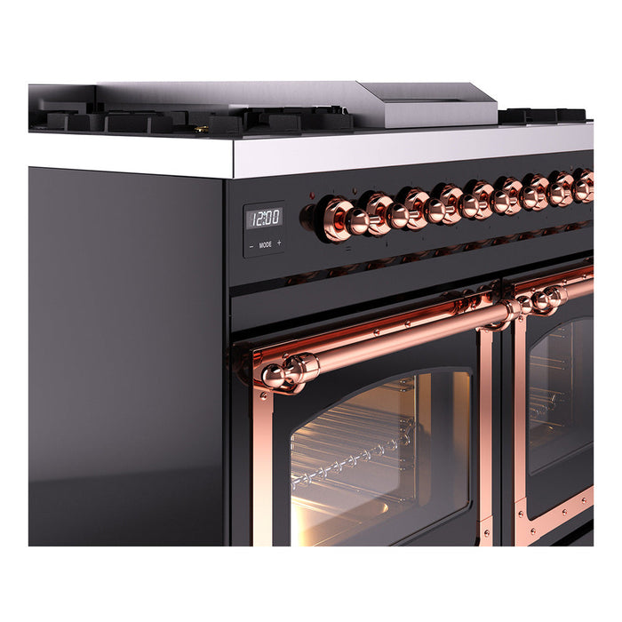 ILVE Nostalgie II Noblesse 40" Dual Fuel Range with 9 Sealed Burners + Griddle, Triple Glass Door - UND40FNMP