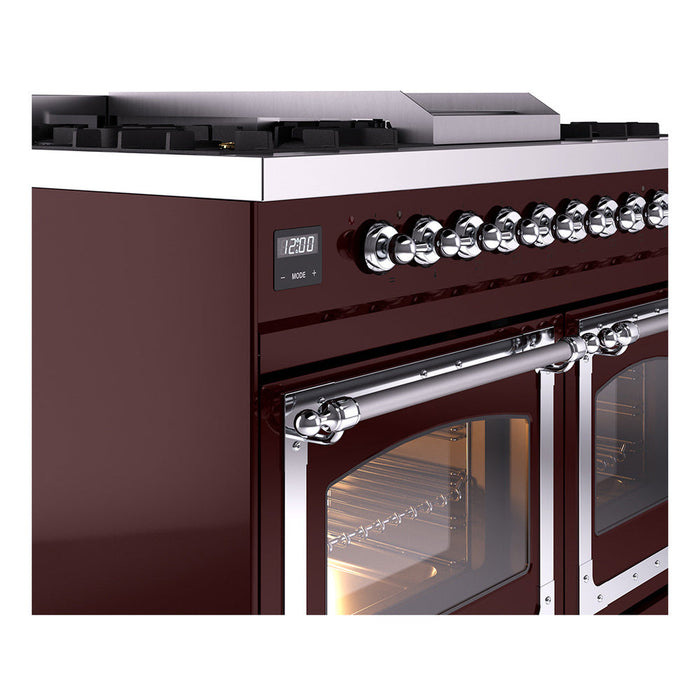 ILVE Nostalgie II Noblesse 40" Dual Fuel Range with 9 Sealed Burners + Griddle, Triple Glass Door - UND40FNMP