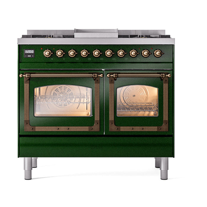 ILVE Nostalgie II Noblesse 40" Dual Fuel Range with 9 Sealed Burners + Griddle, Triple Glass Door - UND40FNMP