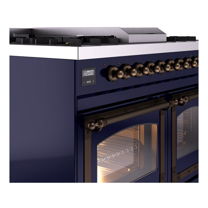 ILVE Nostalgie II Noblesse 40" Dual Fuel Range with 9 Sealed Burners + Griddle, Triple Glass Door - UND40FNMP