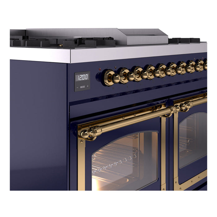 ILVE Nostalgie II Noblesse 40" Dual Fuel Range with 9 Sealed Burners + Griddle, Triple Glass Door - UND40FNMP