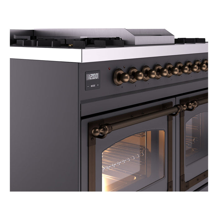 ILVE Nostalgie II Noblesse 40" Dual Fuel Range with 9 Sealed Burners + Griddle, Triple Glass Door - UND40FNMP