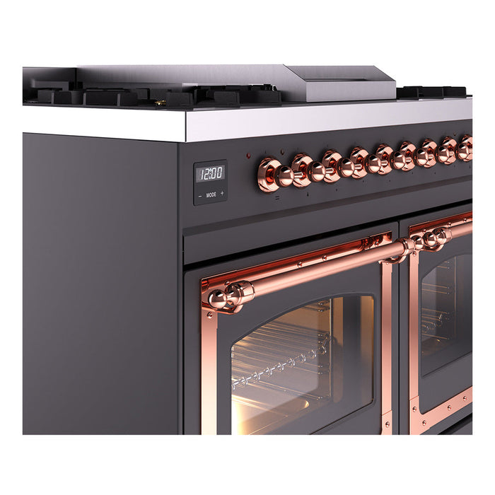 ILVE Nostalgie II Noblesse 40" Dual Fuel Range with 9 Sealed Burners + Griddle, Triple Glass Door - UND40FNMP